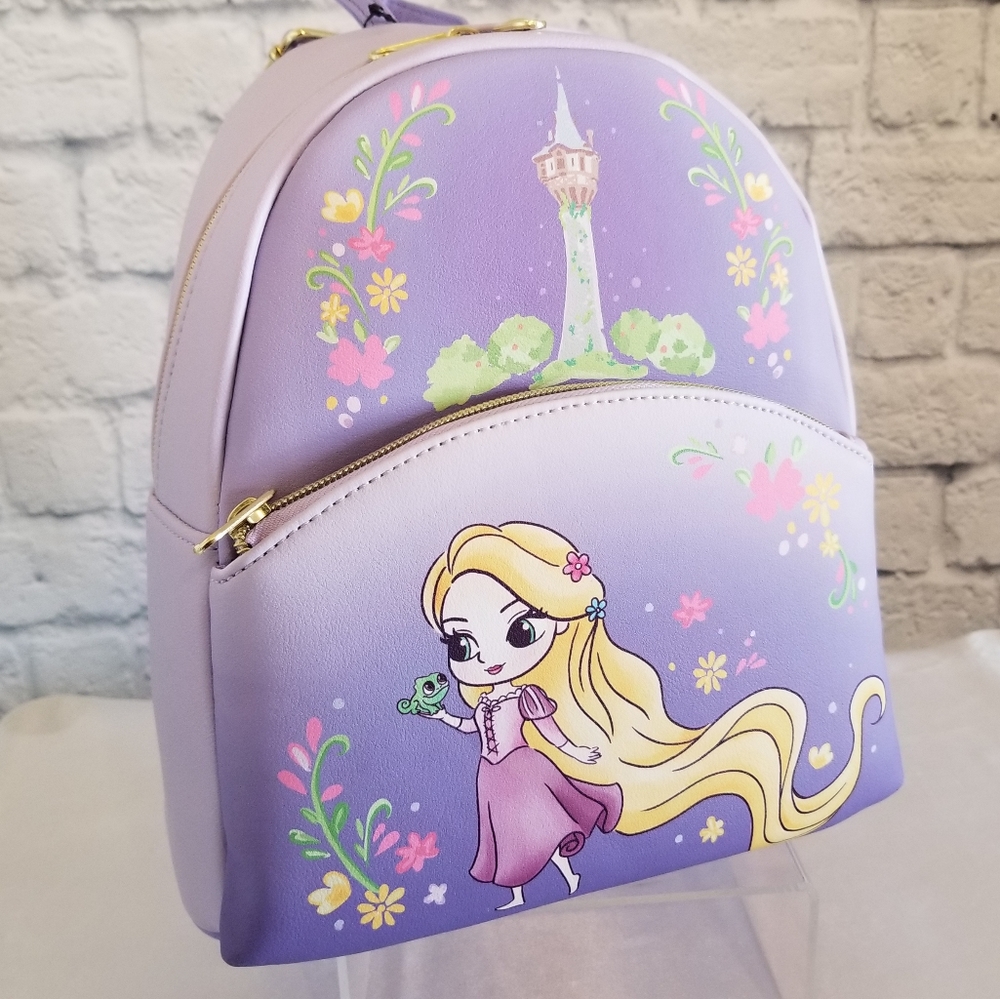 Loungefly Rapunzel Tangled Disney Princess Pascal Mini Backpack Bag Purple New